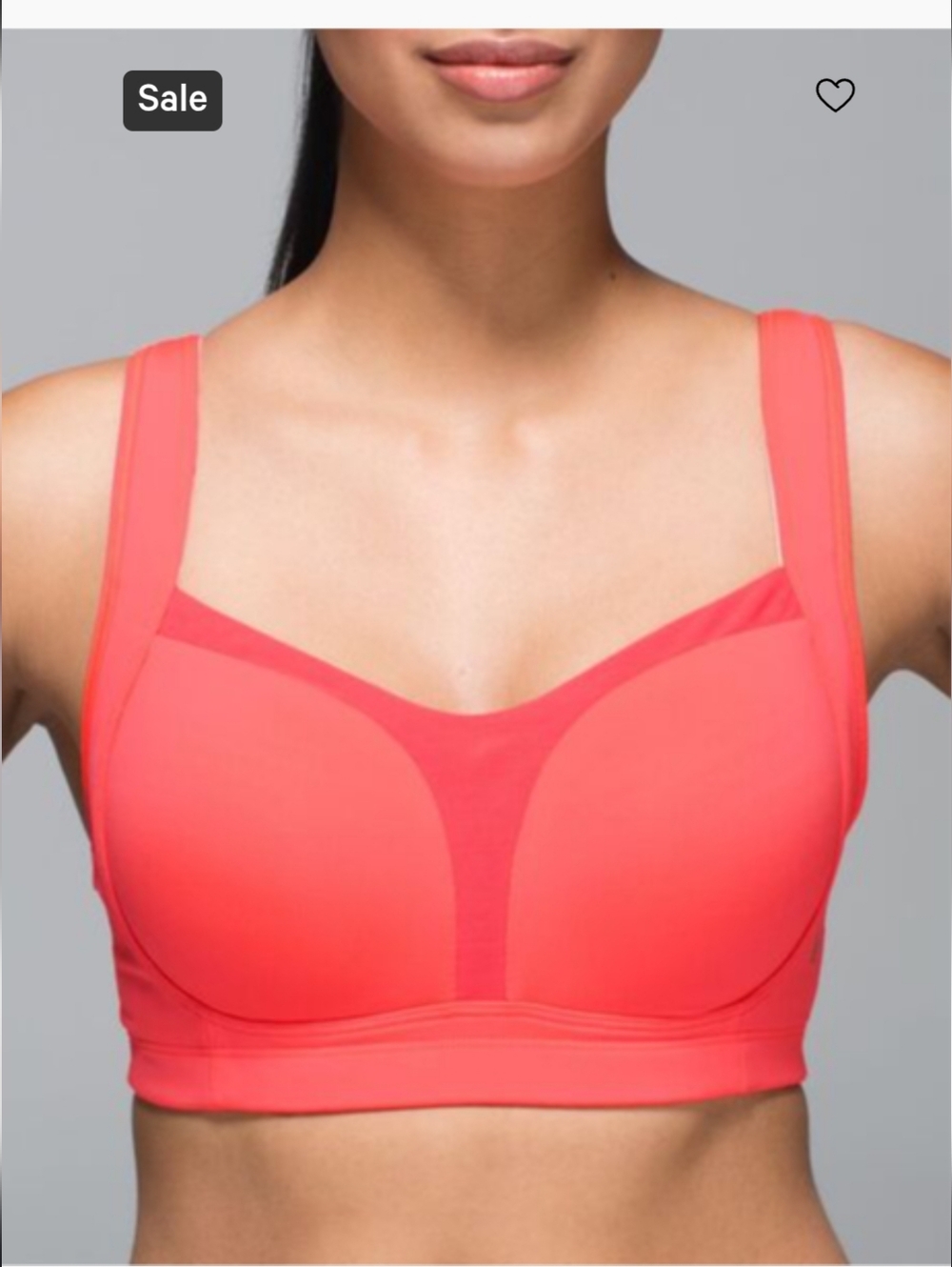Lululemon Ta Ta Tamer II Sports Bra 34DD Electric Coral Deep Navy High Support
